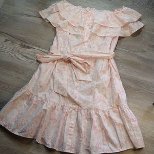 Lisa Marie Fernandez Pink Floral Ruffle Dress